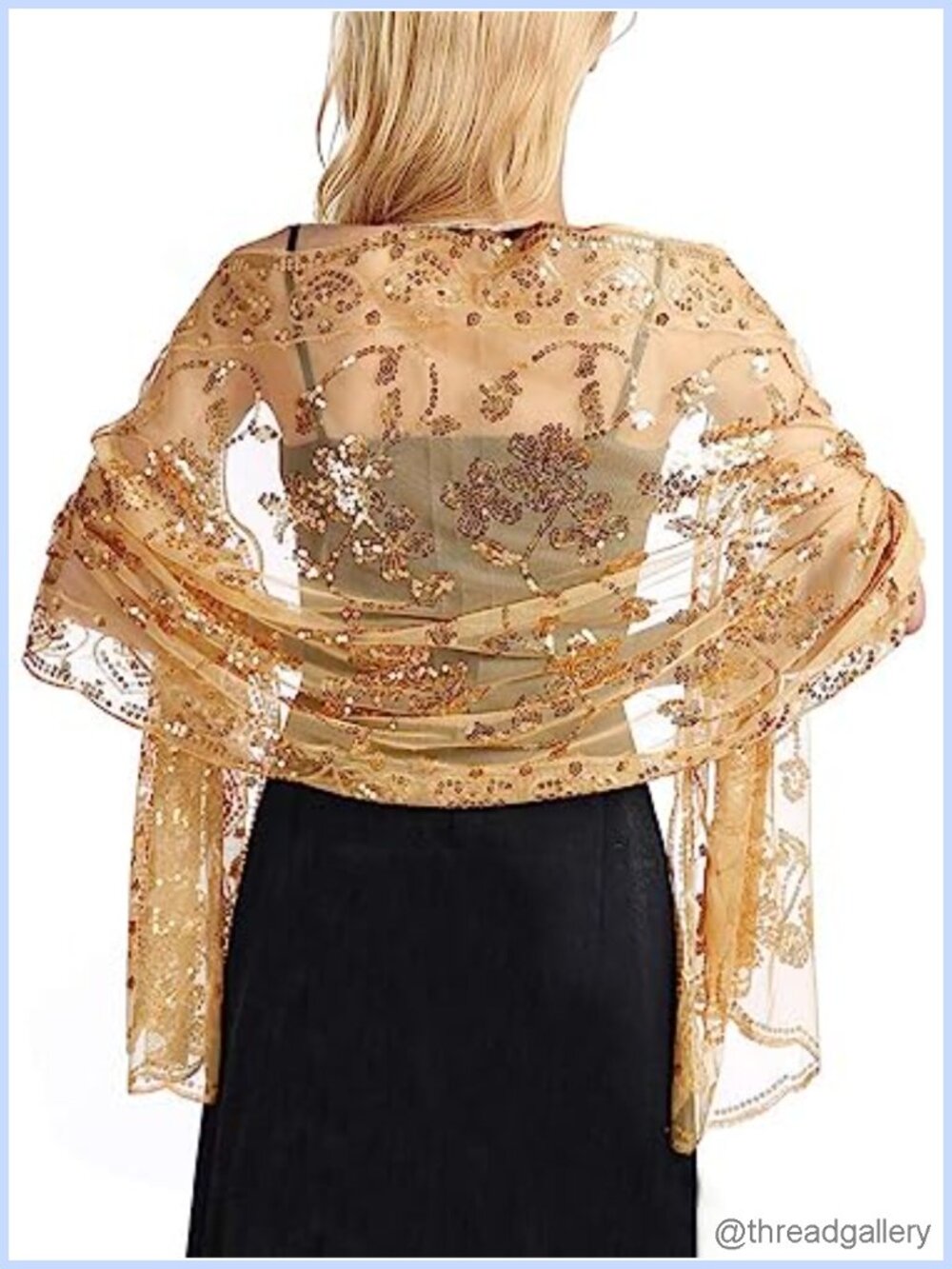 Sequin Lace Shawl Wrap Evening Wedding Formal Cover Up